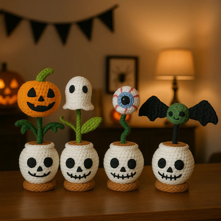 Halloween Skull Planter Set Crochet Pattern