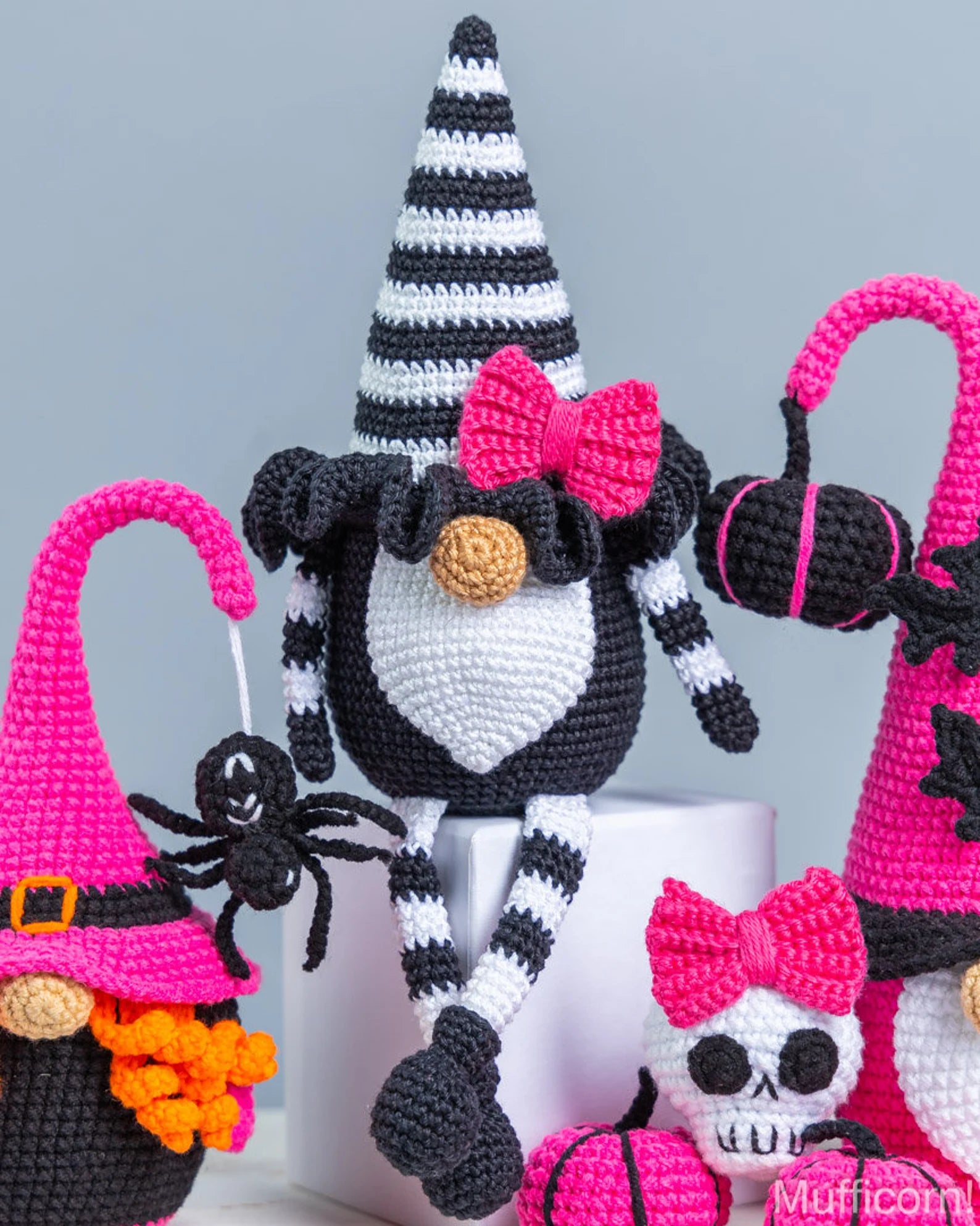 Gnome Witch, Keychain Skull, Gnome with Pumpkin & Amigurumi Witch Crochet – Halloween Patterns Bundle