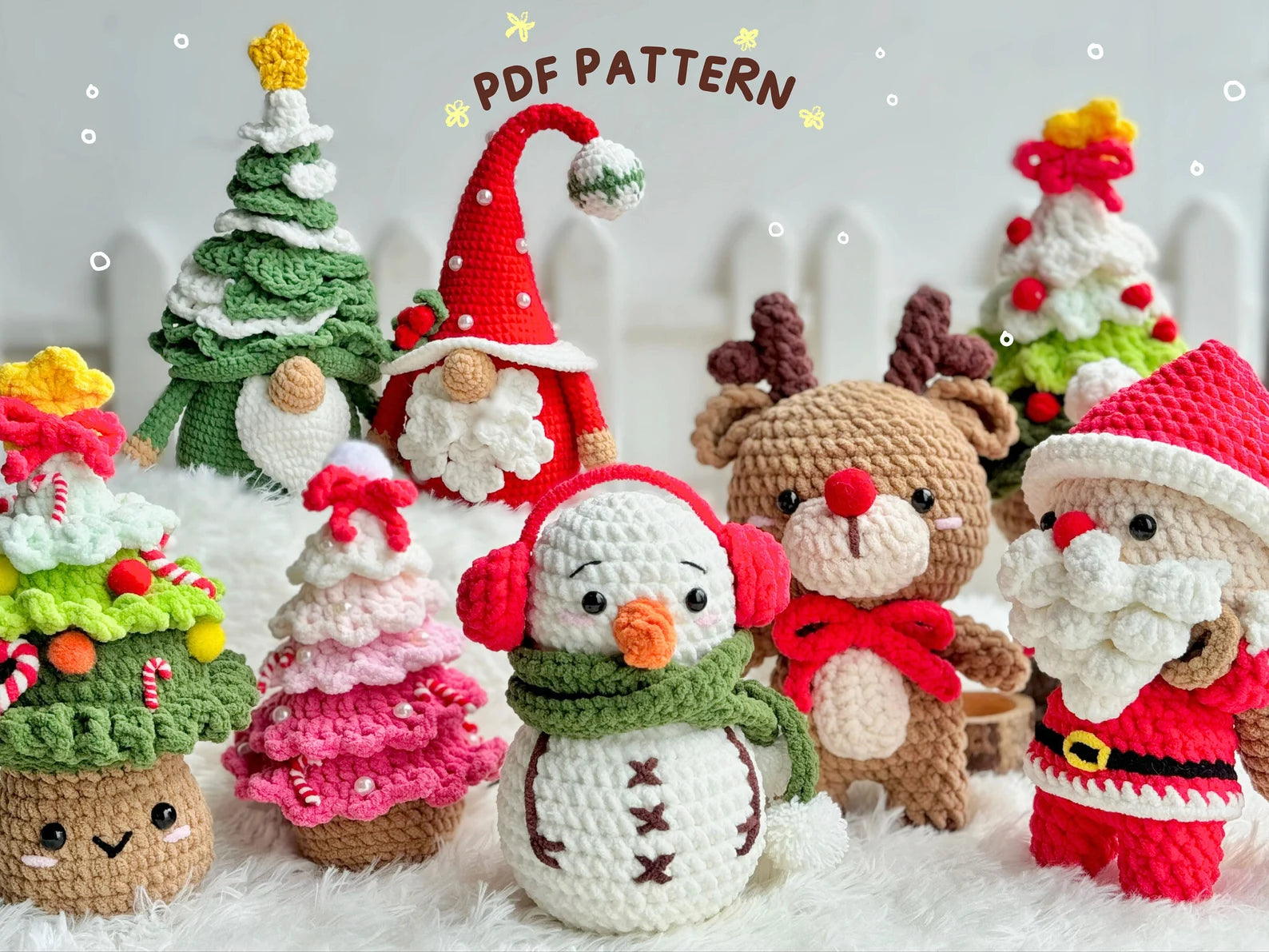Christmas Crochet Pattern Bundle: Santa, Snowman, Tree (PDF Pattern)