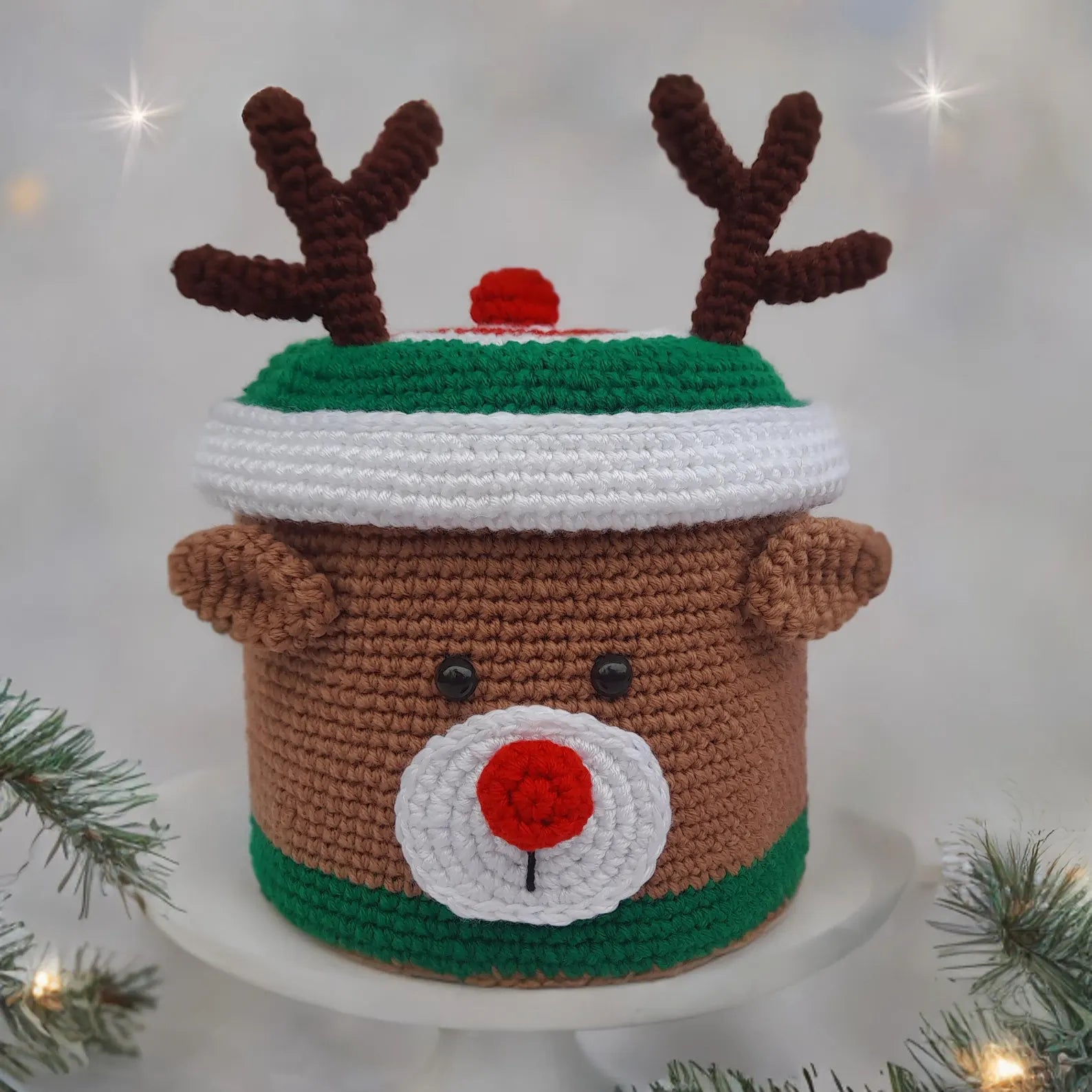 Christmas boxes Santa and Rudolph crochet patterns, christmas gift box